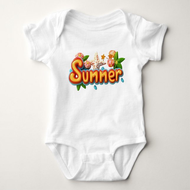Färgfull sommartext med Beach Inslag T Shirt (Framsida)