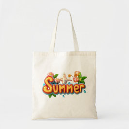 Färgfull sommartext med Beach Inslag Tygkasse