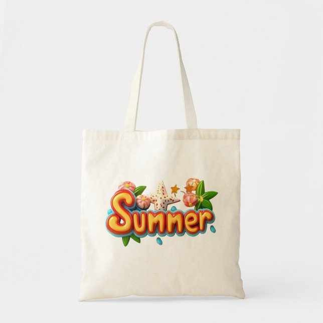 Färgfull sommartext med Beach Inslag Tygkasse (Framsidan)