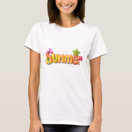 Färgfull sommartext med stjärnor t shirt