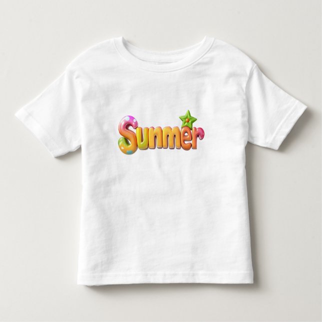 Färgfull sommartext med stjärnor t shirt (Framsida)