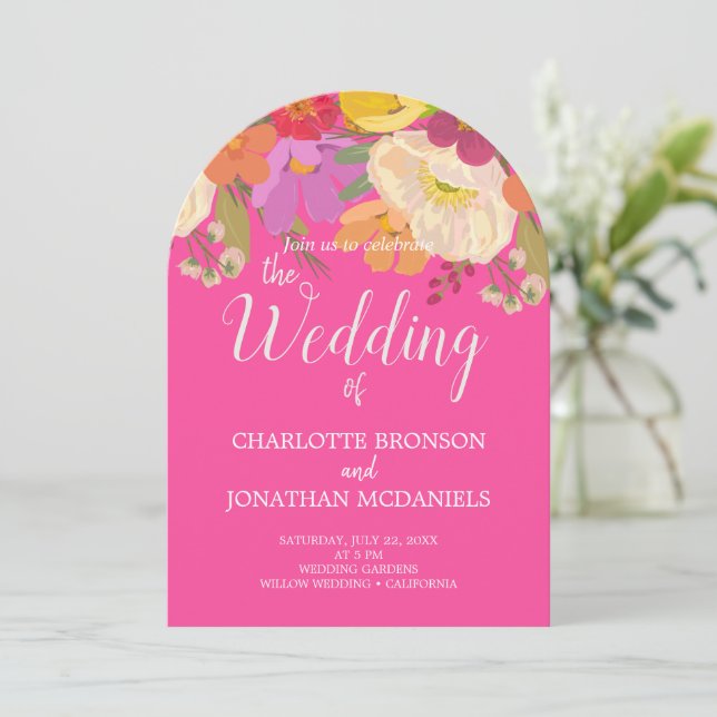 Färgfull sommartid Blommigt Garden Wedding Inbjudningar (Stående Fram)