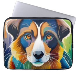 Färgfull söt hund porträtt nära varandra laptop fodral