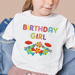 Färgfull sötad Roligt Candy Birthday Girl T Shirt