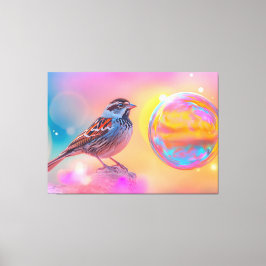 Färgfull Sparrow och Regnbåge Bubble Canvastryck