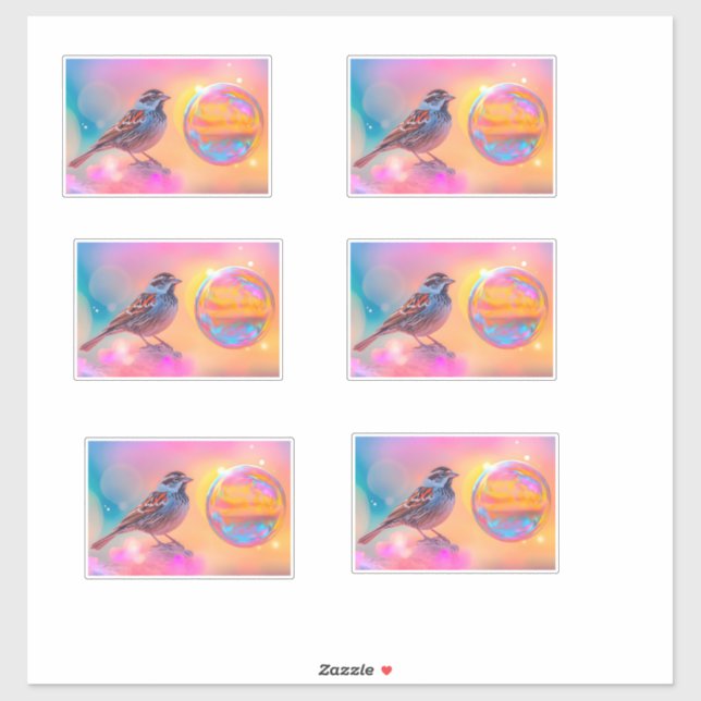 Färgfull Sparrow och Regnbåge Bubble Klistermärken (Ark)