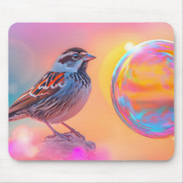 Färgfull Sparrow och Regnbåge Bubble Musmatta