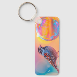 Färgfull Sparrow och Regnbåge Bubble Nyckelring
