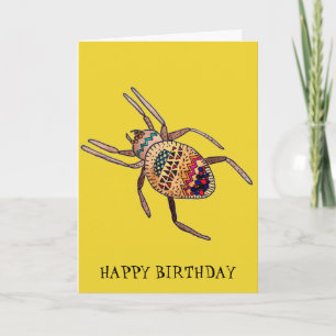 Färgfull spider födelsedag Arachnid art Kort