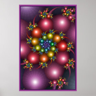 Färgfull Spiral Fractal Poster