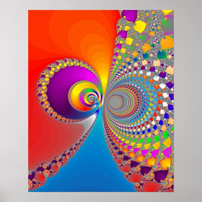 Färgfull Spiral Fractal Poster (Framsidan)