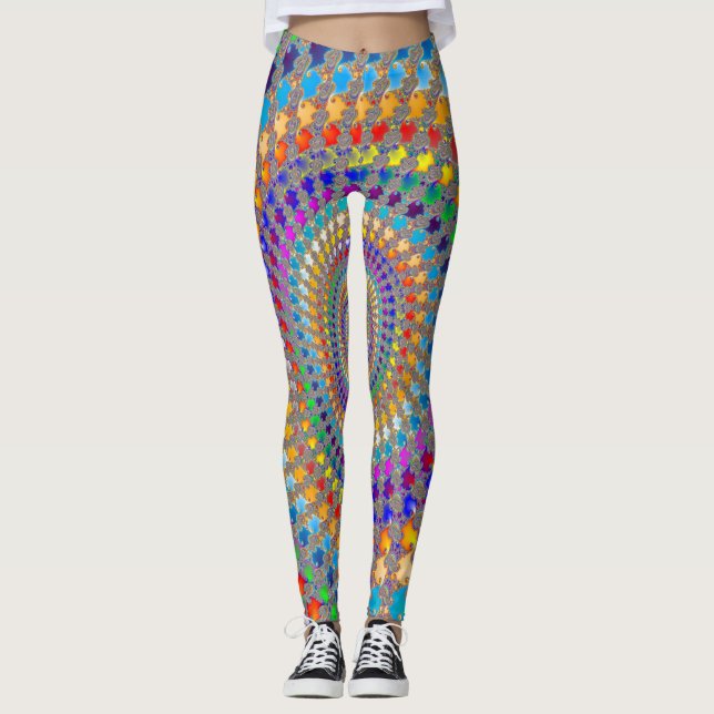 Färgfull Spiral Mönster Leggings (Framsida)