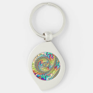 Färgfull Spiral Swirl Silverfärgad Nyckelring