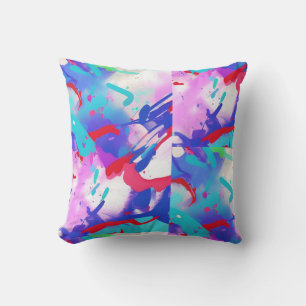 Färgfull stänk abstrakt aqua red indigo rosa kudde