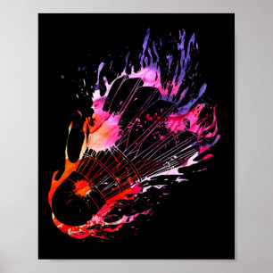 Färgfull Stänk Badminton Shuttle Poster