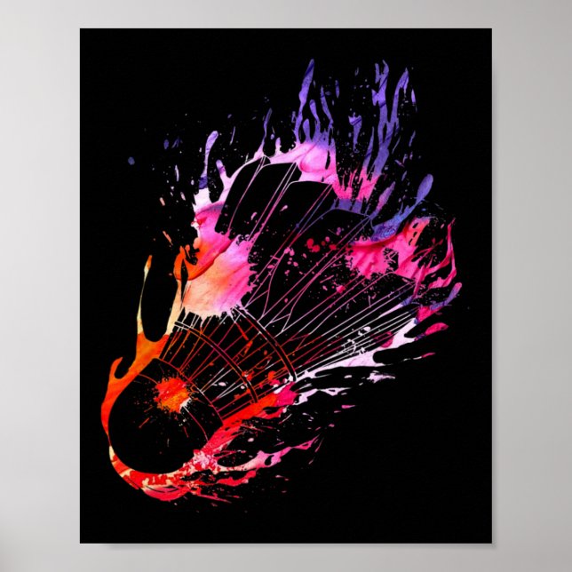 Färgfull Stänk Badminton Shuttle Poster (Framsidan)