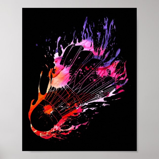 Färgfull Stänk Badminton Shuttle Poster (Framsidan)
