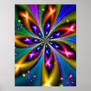 Färgfull Starburst Fractal Poster