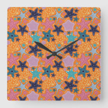 Färgfull Starfish med orange färg bakgrund.