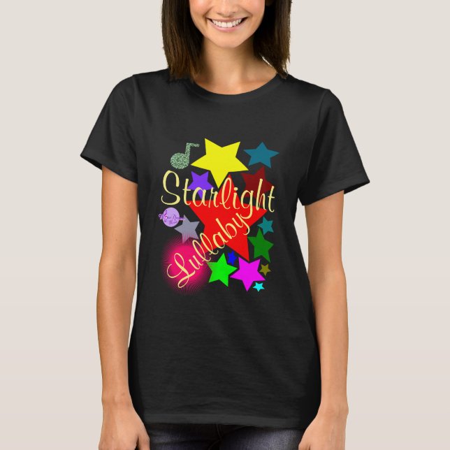 Färgfull Starlight Lullaby Black T-Shirt (Framsida)