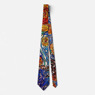Färgfull Starry Night Illustration Neck Tie Slips