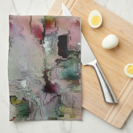 Färgfull sten dominerade lax till grönaktigt grått kökshandduk