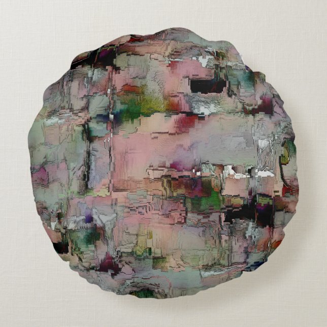 Färgfull sten dominerade lax till grönaktigt grått rund kudde (Baksidan)