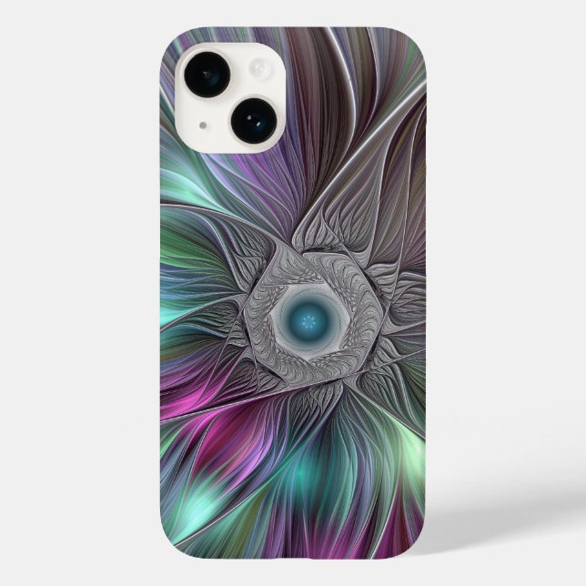 Färgfull stor blomma Abstrakt Trippy Fractal Art (Baksida)