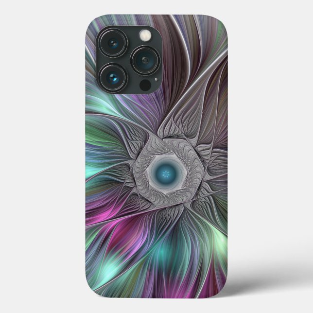 Färgfull stor blomma Abstrakt Trippy Fractal Art (Baksida)