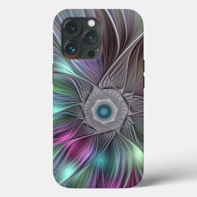 Färgfull stor blomma Abstrakt Trippy Fractal Art (Baksida )