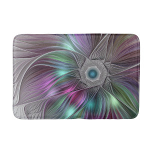 Färgfull stor blomma Abstrakt Trippy Fractal Art Badrumsmatta