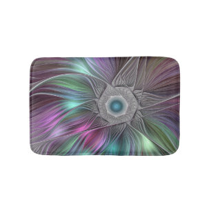 Färgfull stor blomma Abstrakt Trippy Fractal Art Badrumsmatta
