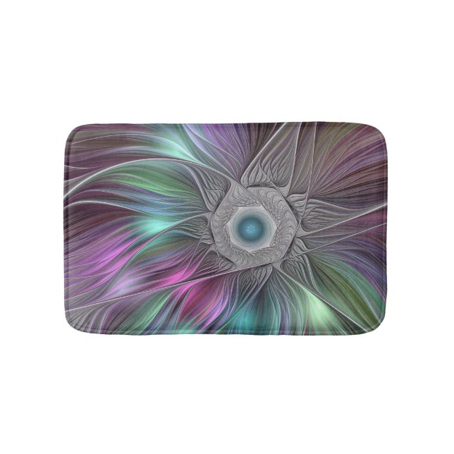 Färgfull stor blomma Abstrakt Trippy Fractal Art Badrumsmatta (Framsidan)