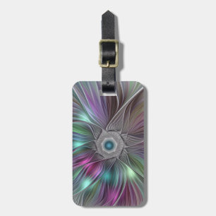 Färgfull stor blomma Abstrakt Trippy Fractal Art Bagagebricka