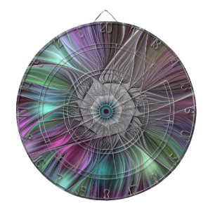 Färgfull stor blomma Abstrakt Trippy Fractal Art Darttavla