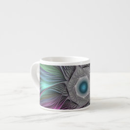 Färgfull stor blomma Abstrakt Trippy Fractal Art Espressomugg