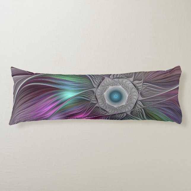 Färgfull stor blomma Abstrakt Trippy Fractal Art Kroppskudde (Framsidan)