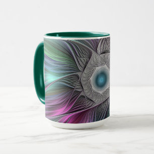 Färgfull stor blomma Abstrakt Trippy Fractal Art Mugg
