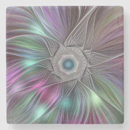 Färgfull stor blomma Abstrakt Trippy Fractal Art Stenunderlägg