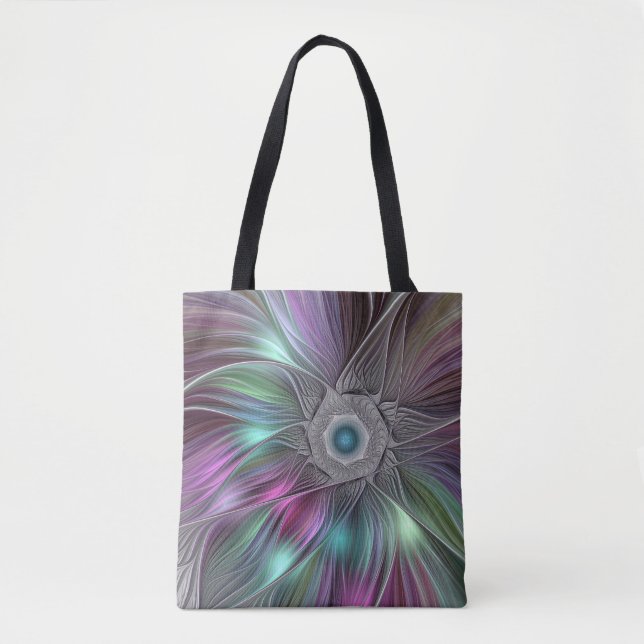 Färgfull stor blomma Abstrakt Trippy Fractal Art Tygkasse (Framsida)