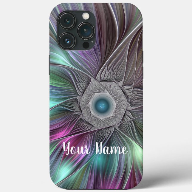 Färgfull stor blomma Abstrakt Trippy Fractal Namn (Baksida)