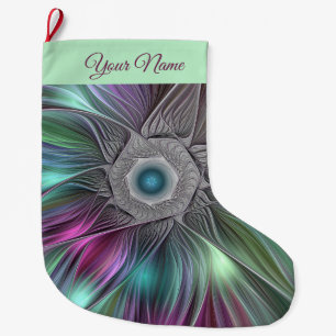 Färgfull stor blomma Abstrakt Trippy Fractal Namn Julstrumpa
