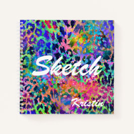 Färgfull stor kattutskrift Namn Sketchbook