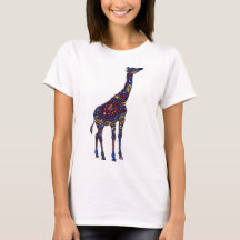 Färgfull, streckad girafft t-shirt