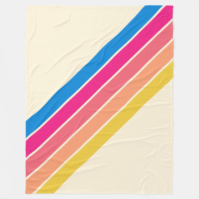 Färgfull stripe 70s 80s klassisk Retro Rand Fleecefilt (Framsidan)