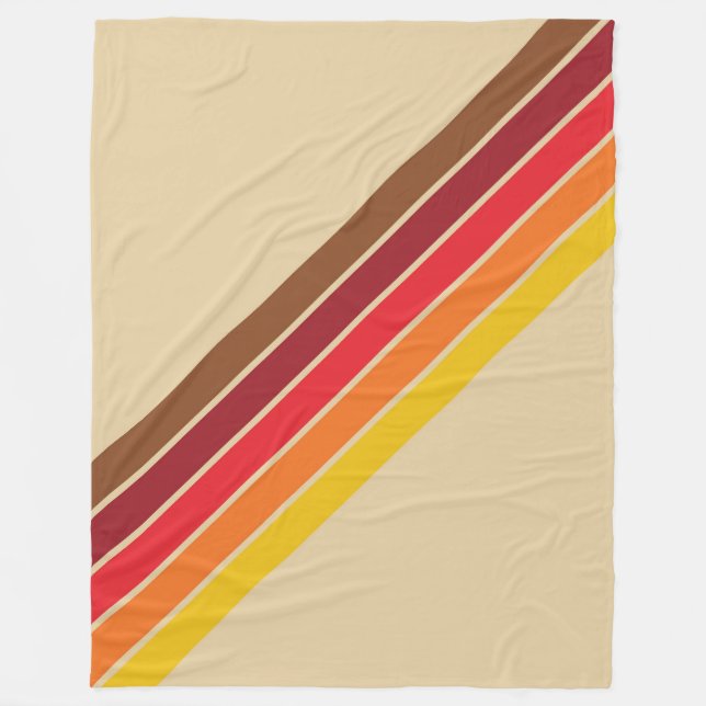 Färgfull stripe 70s 80s Retro Tävla Rand Fleecefilt (Framsidan)