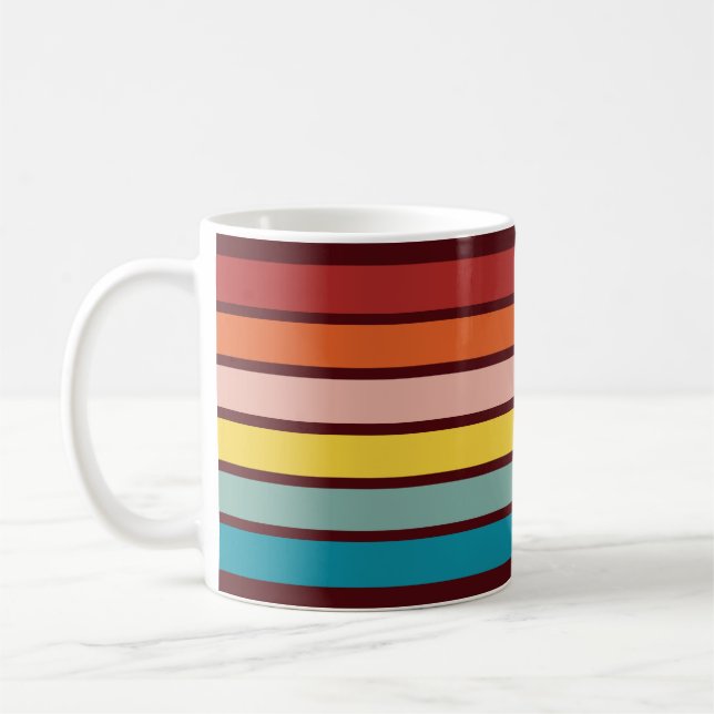 Färgfull stripe 70s 80s Retro Tävla Rand Kaffemugg (Vänster)