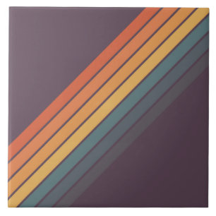Färgfull stripe 70s 80s Retro Tävla Rand Kakelplatta