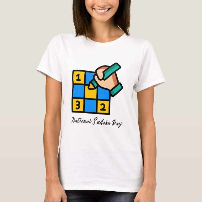 Färgfull Sudoku Puzzle Illustration T Shirt (Framsida)