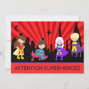 *~* Färgfull SUPERHEROS fet Barns födelsedag Party Inbjudningar